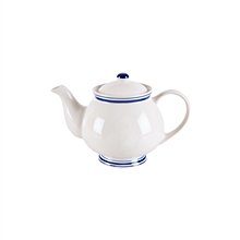 蓝边陶瓷茶壶